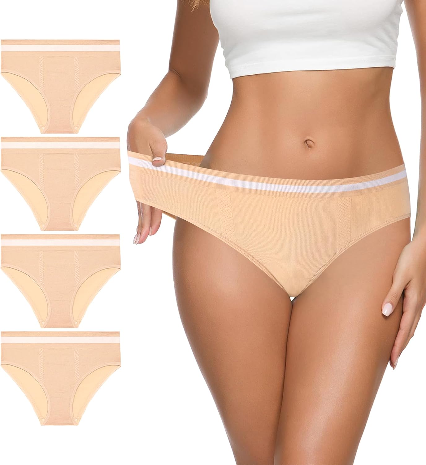 Eiggam Women's Cotton Bikini Panties,High-Cut