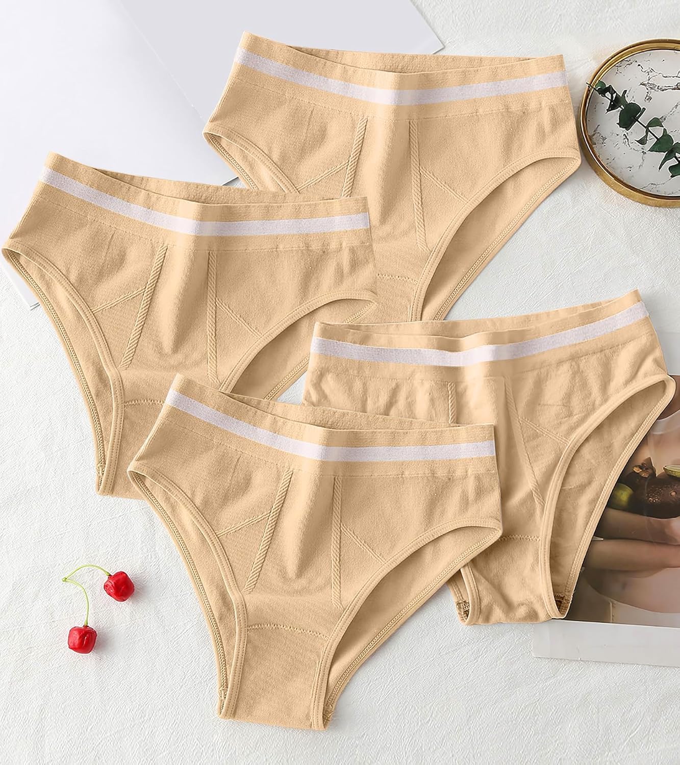 Eiggam Women's Cotton Bikini Panties,High-Cut