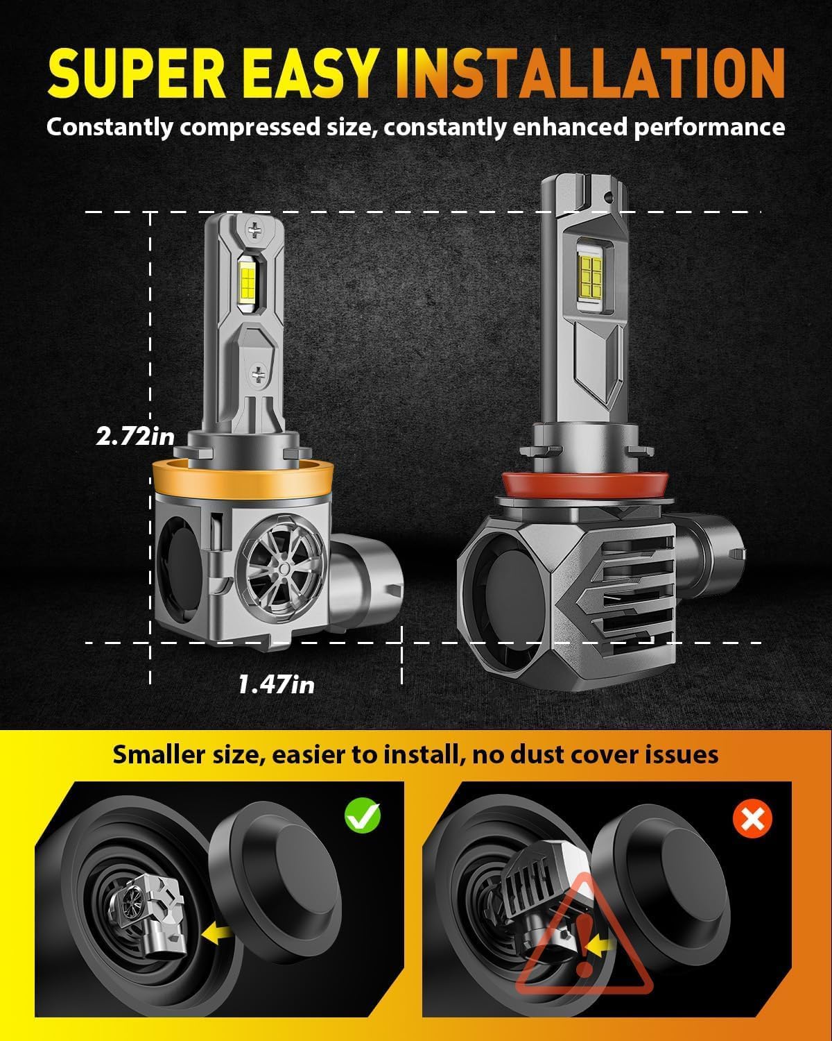 Termitor H11/H9 LED Bulbs, 50,000LM
