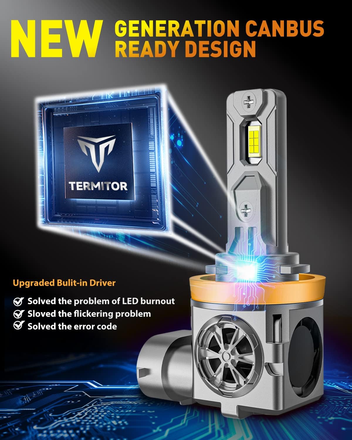 Termitor H11/H9 LED Bulbs, 50,000LM