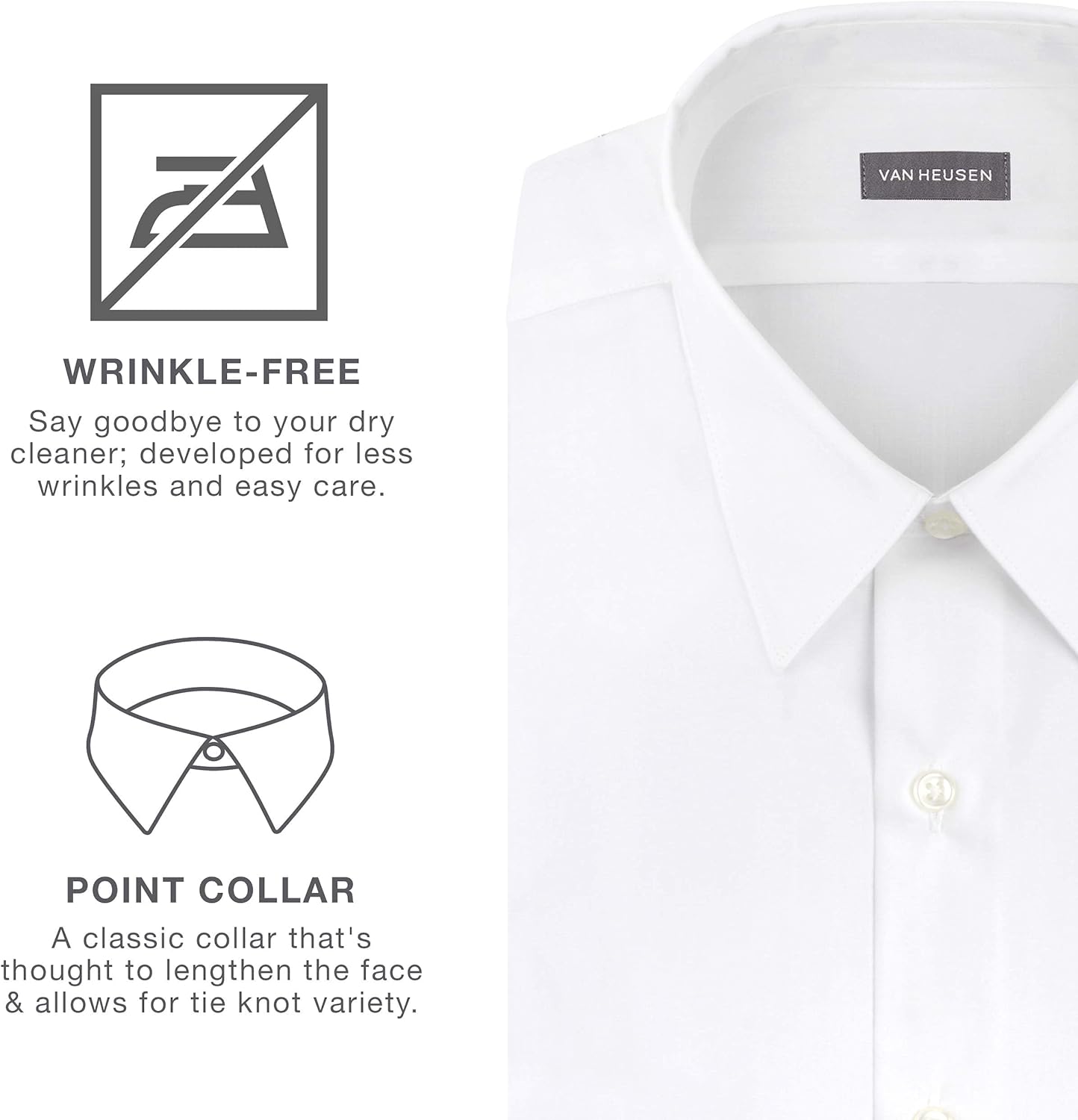 Van Heusen Mens Dress Shirt Regular Fit Poplin Solid - Image 6