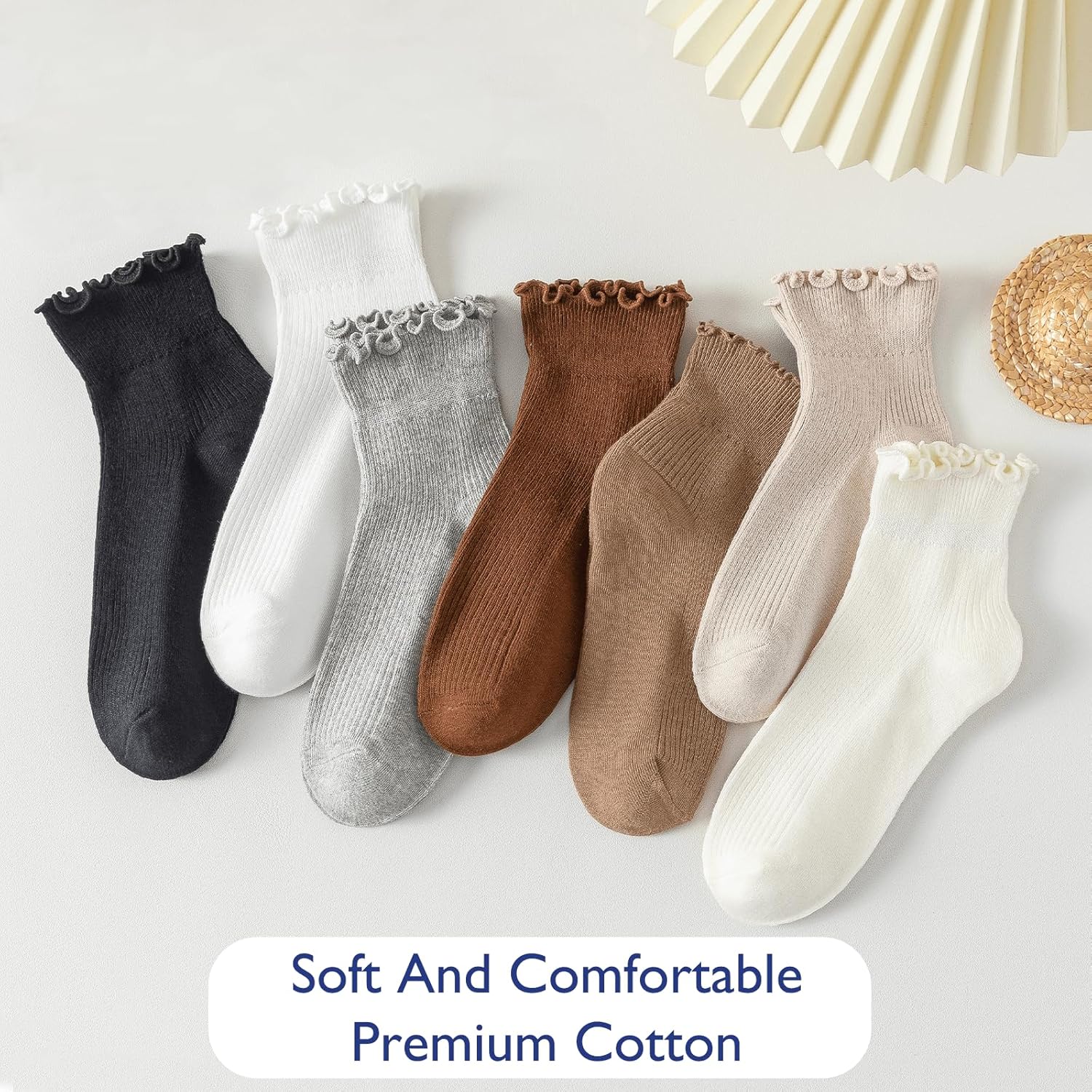 Hstyle 6 Pairs of Ruffle Socks Women, Cute Ruffle Ankle Socks - Image 5