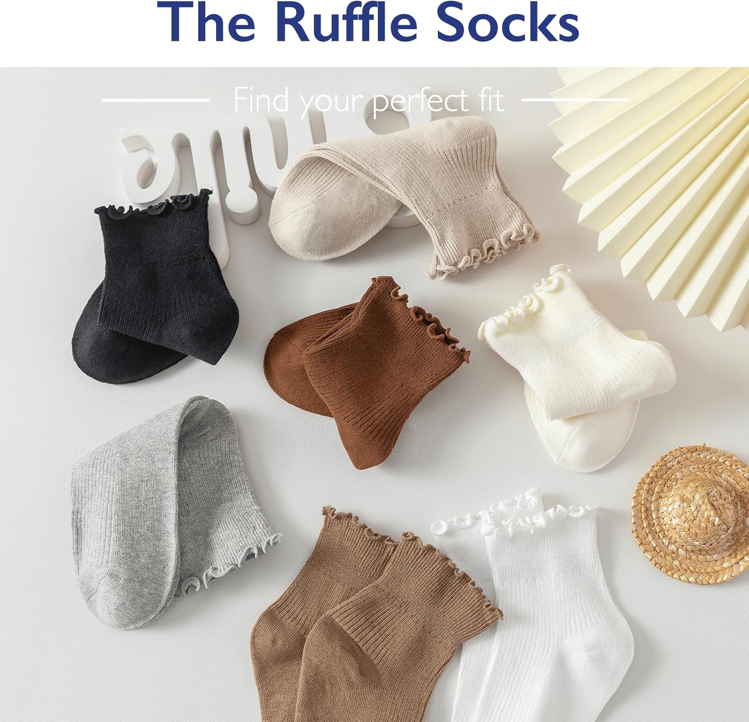Hstyle 6 Pairs of Ruffle Socks Women, Cute Ruffle Ankle Socks - Image 6