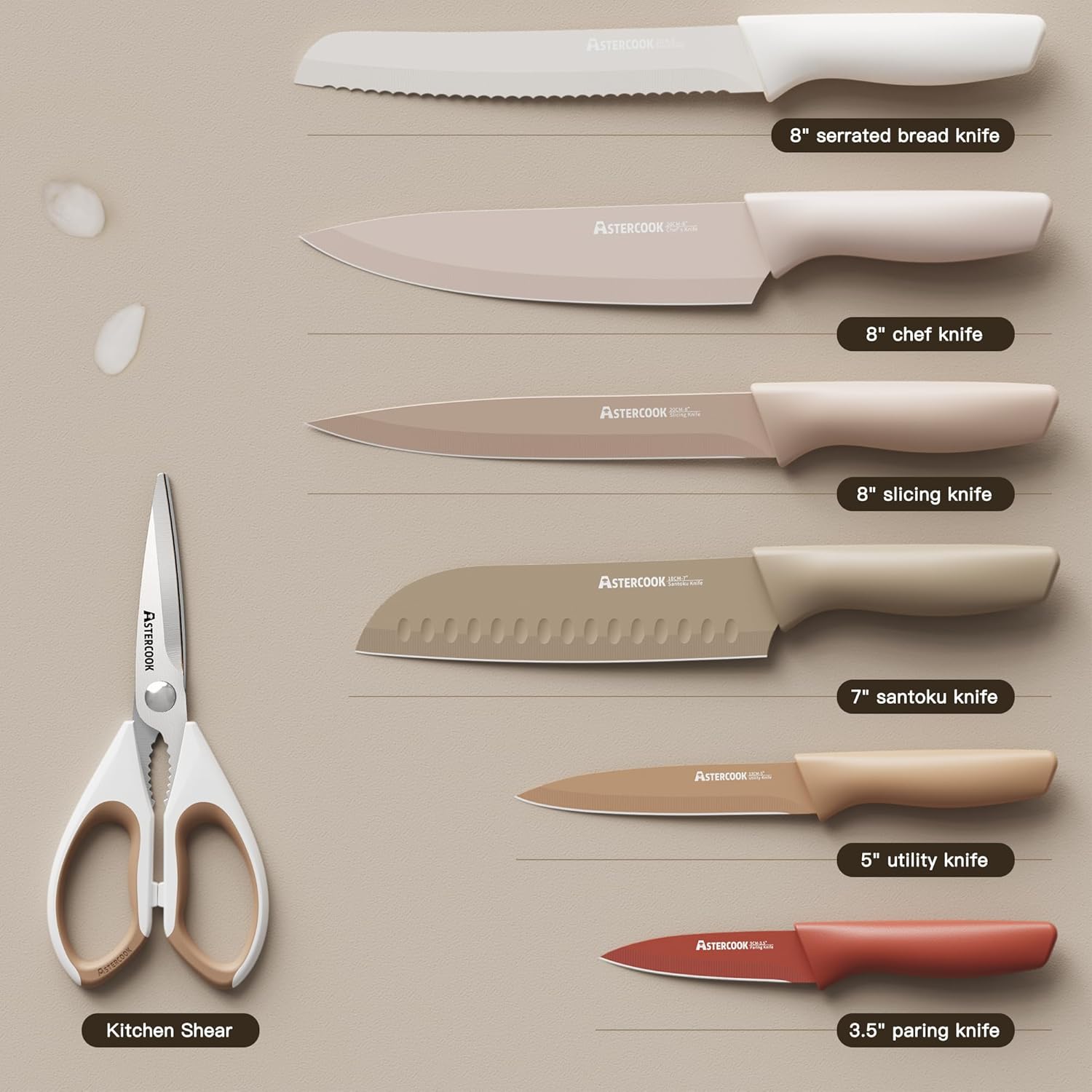 Astercook Knife Set, 13 Pieces