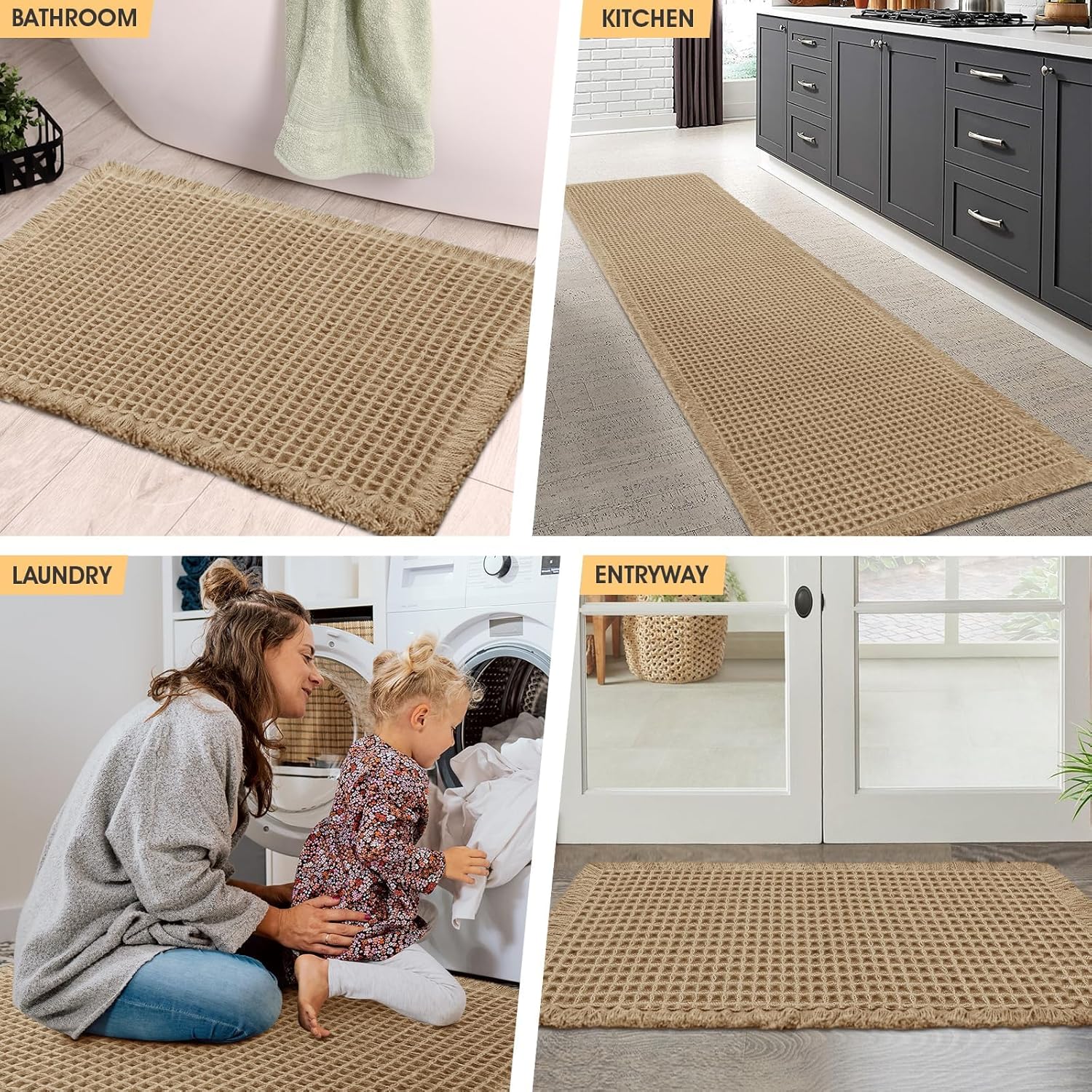 IM HOME Waffle Bath Mat