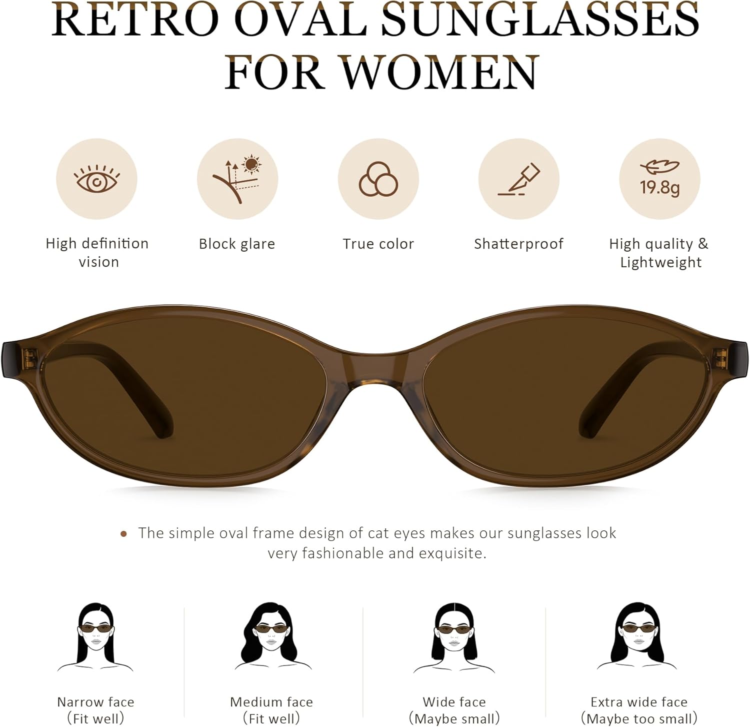 Sunglasses Womens Retro Oval Sunglasses