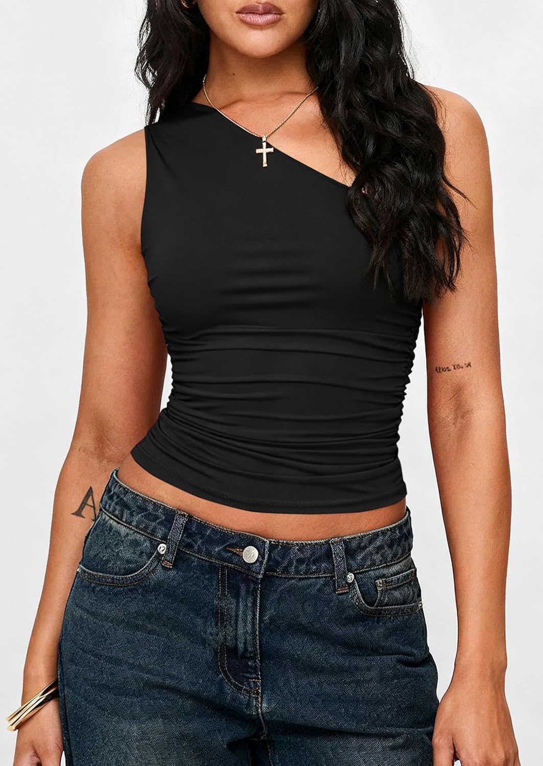 PRETTYGARDEN Womens Sleeveless One Shoulder
