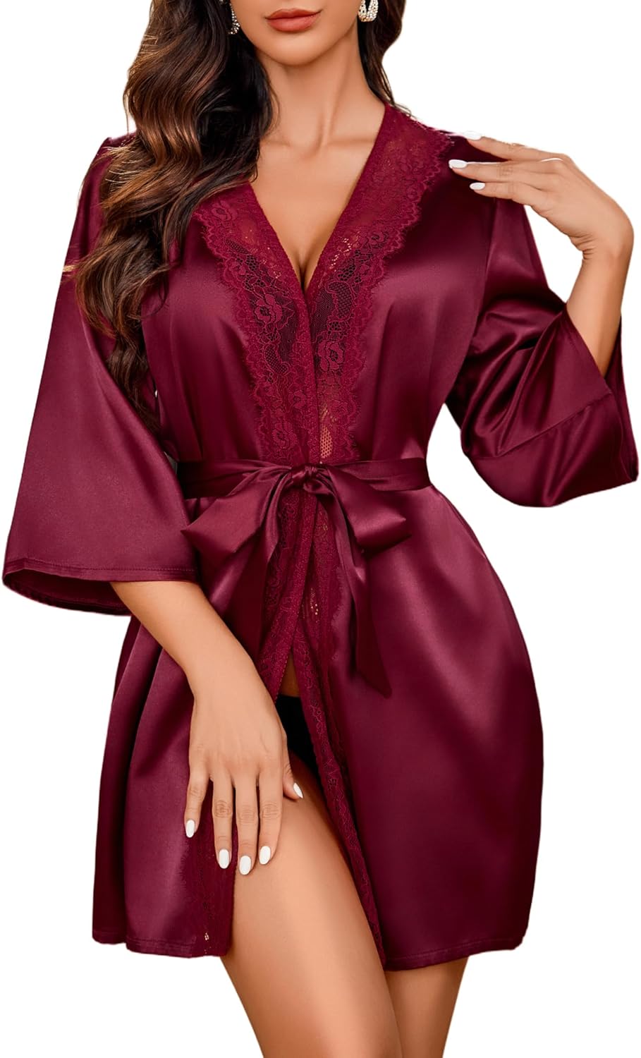 Avidlove Women's Kimono Robe Short Satin Pure Short Silky Robes