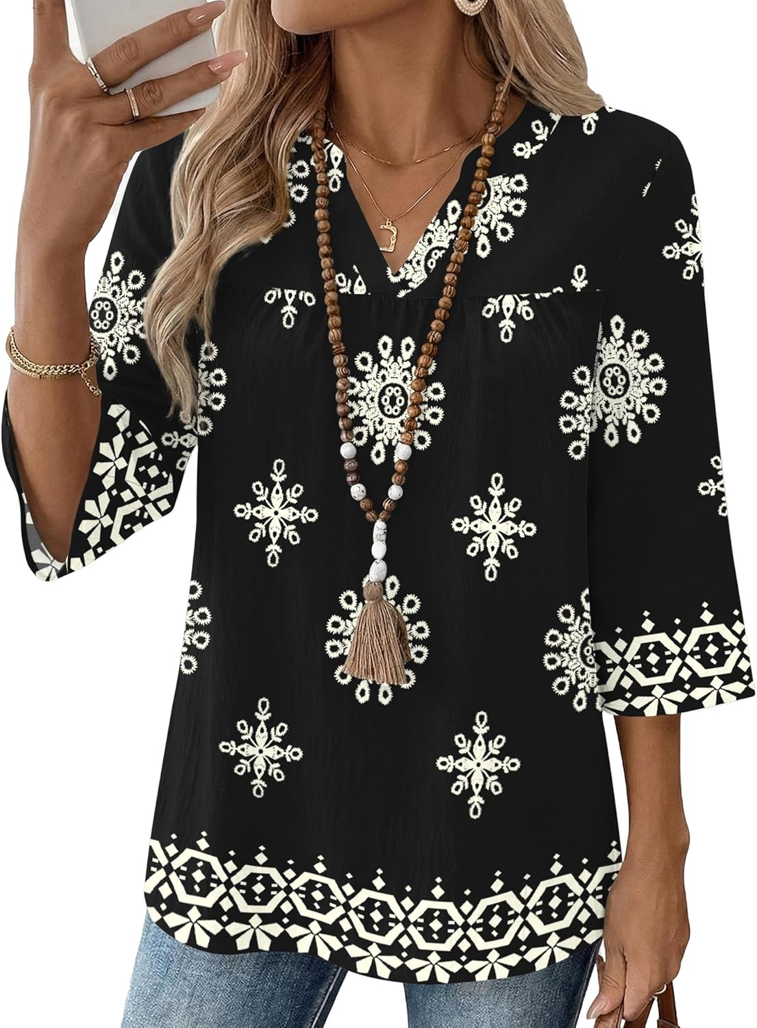 Rapbin Womens 3/4 Sleeve V