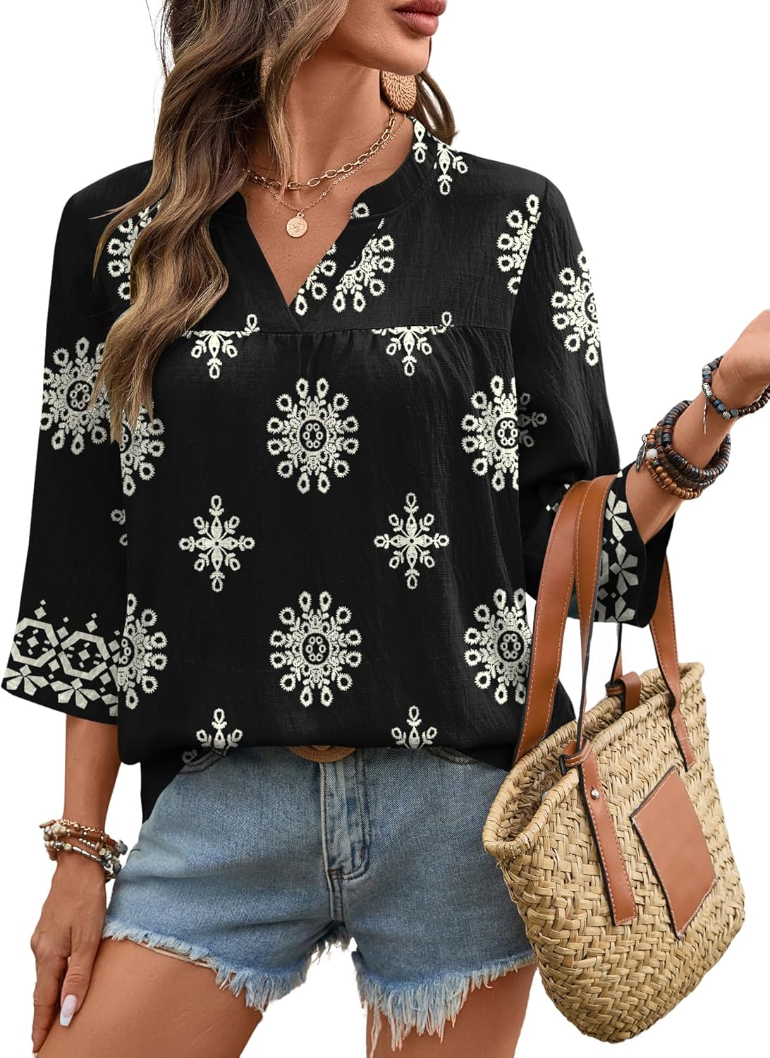 Rapbin Womens 3/4 Sleeve V