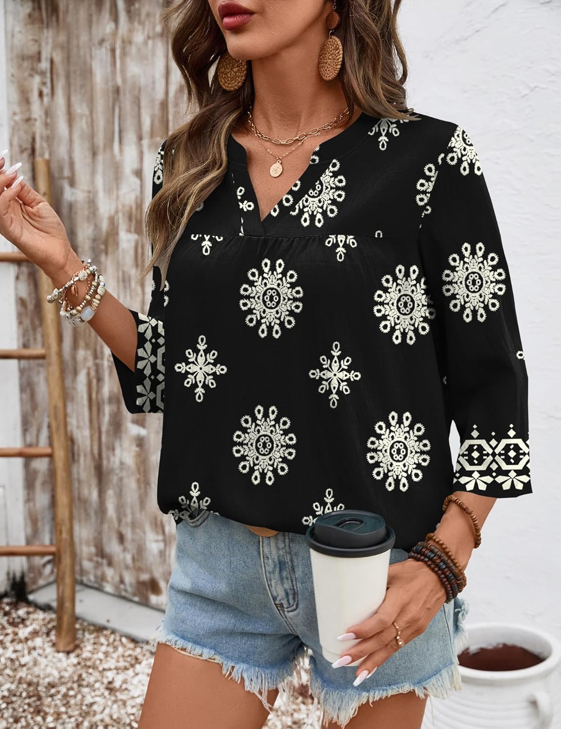 Rapbin Womens 3/4 Sleeve V
