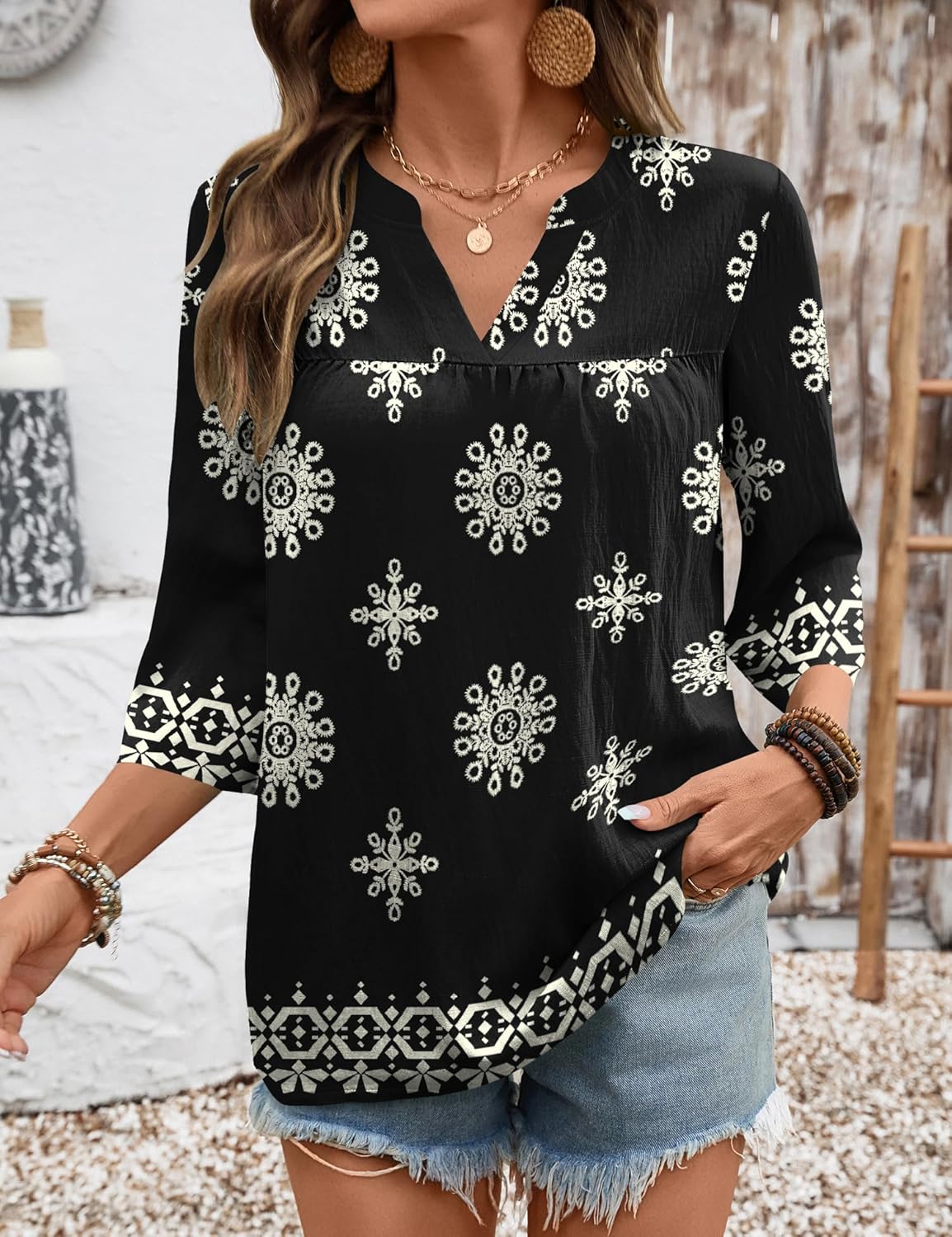 Rapbin Womens 3/4 Sleeve V