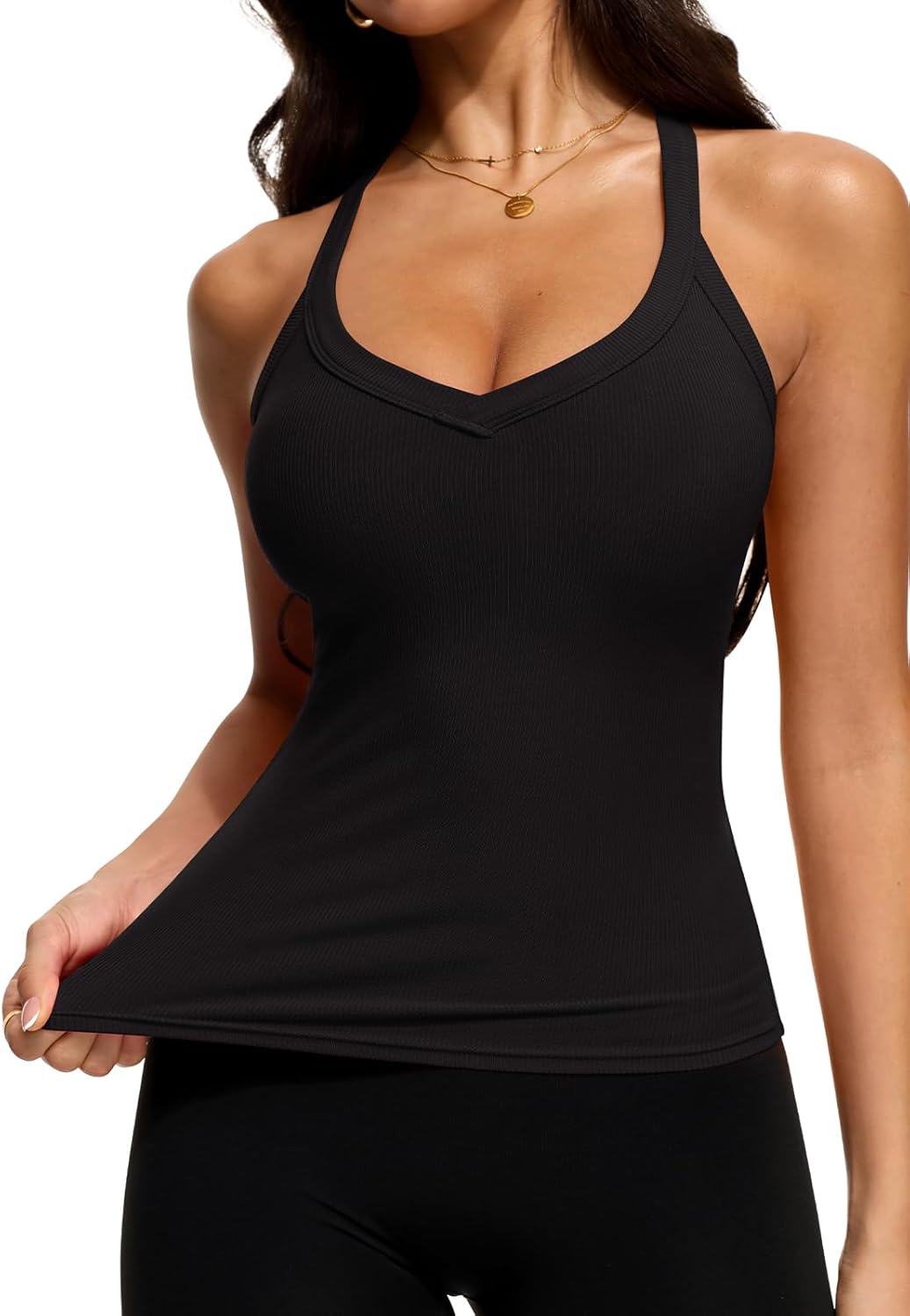 REORIA Women's V Neck Racerback Tank Top - Image 5