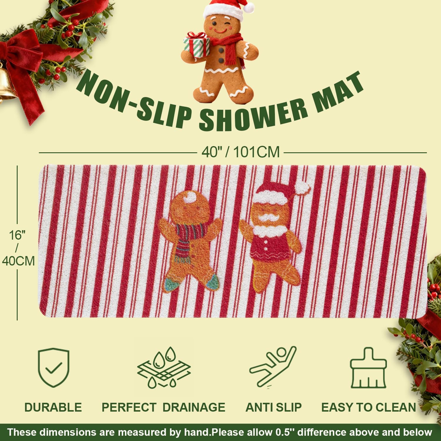 Hargiis Christmas Non-Slip Bathtub Mat