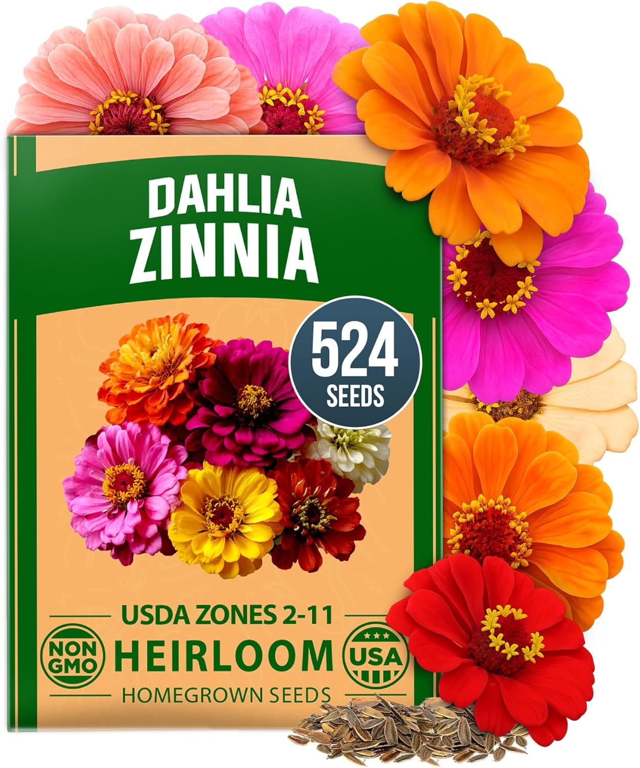HOME GROWN Zinnia Dahlia Seeds