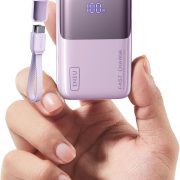 INIU Portable Charger, Ultra Mini 10000mAh 45W Fast Charging Power Bank, USB C Battery Pack with Cable, Flight-Safe Travel Powerbank for iPhone 17, Xiaomi 17 Pro, Teen Girls, Student, Light Purple