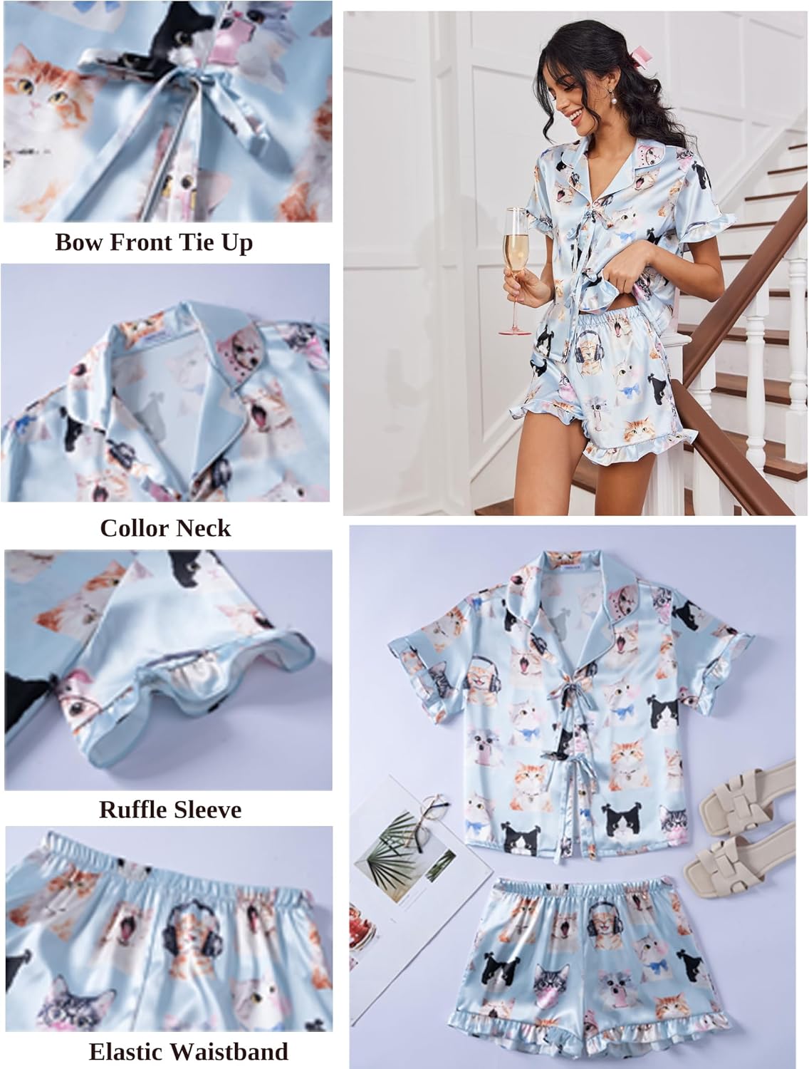 Satin Pajama for Women Short