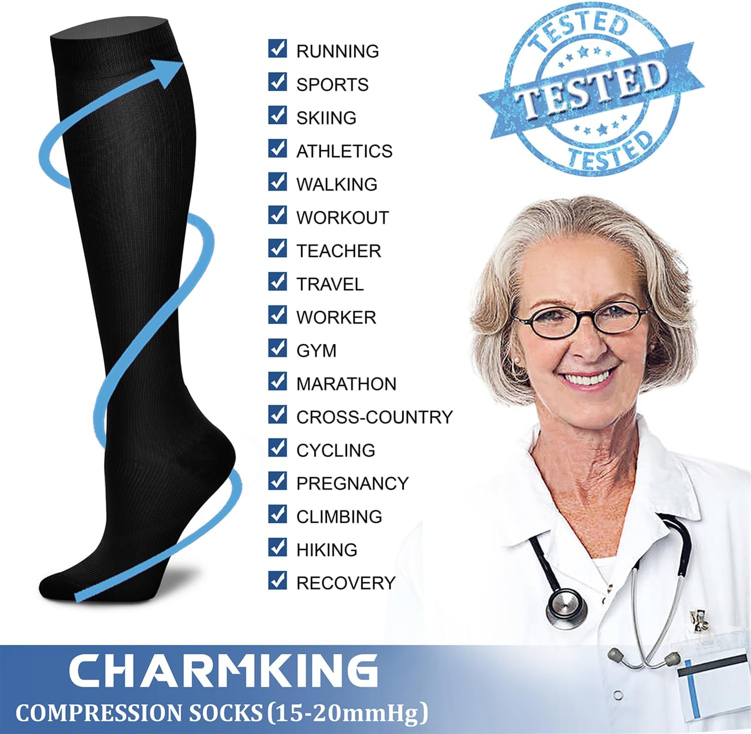 CHARMKING Compression Socks for Women