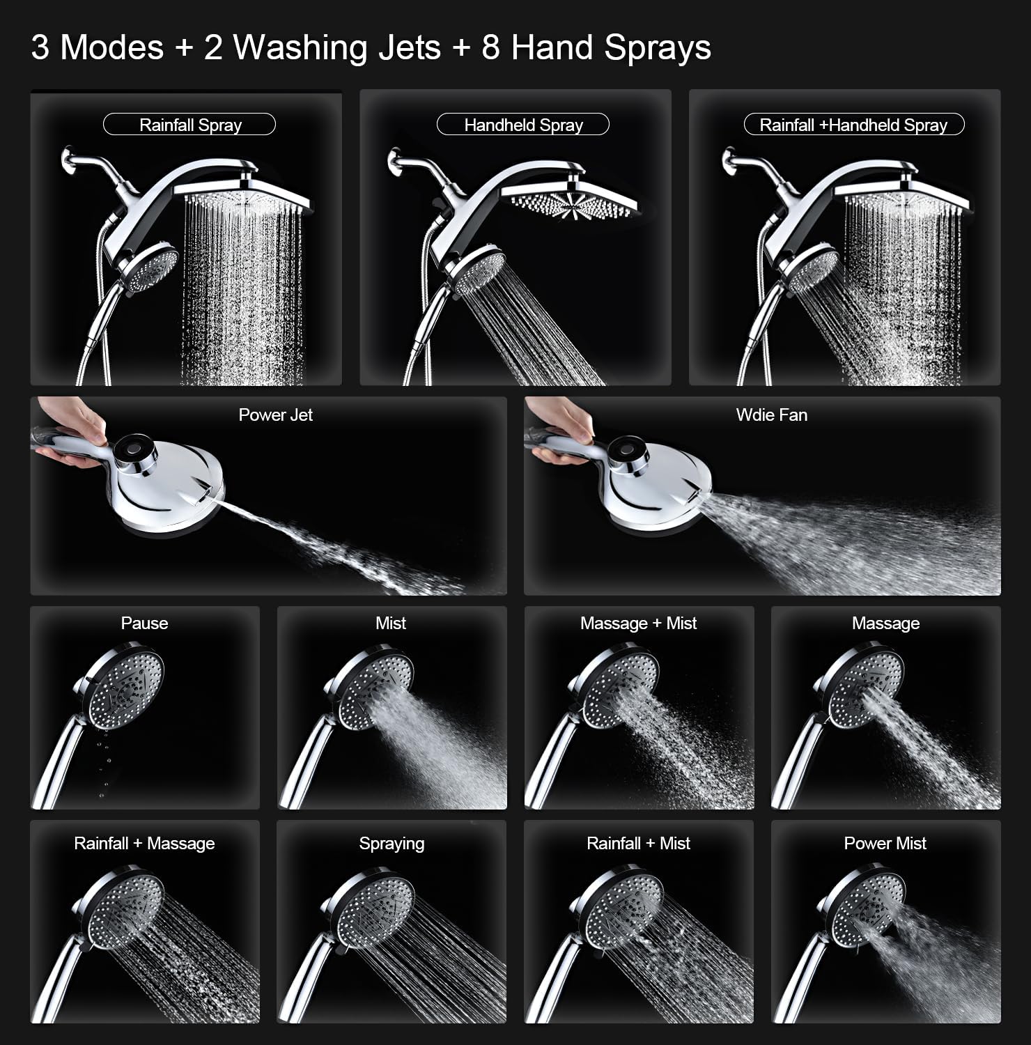 High Pressure Rain Shower Head: