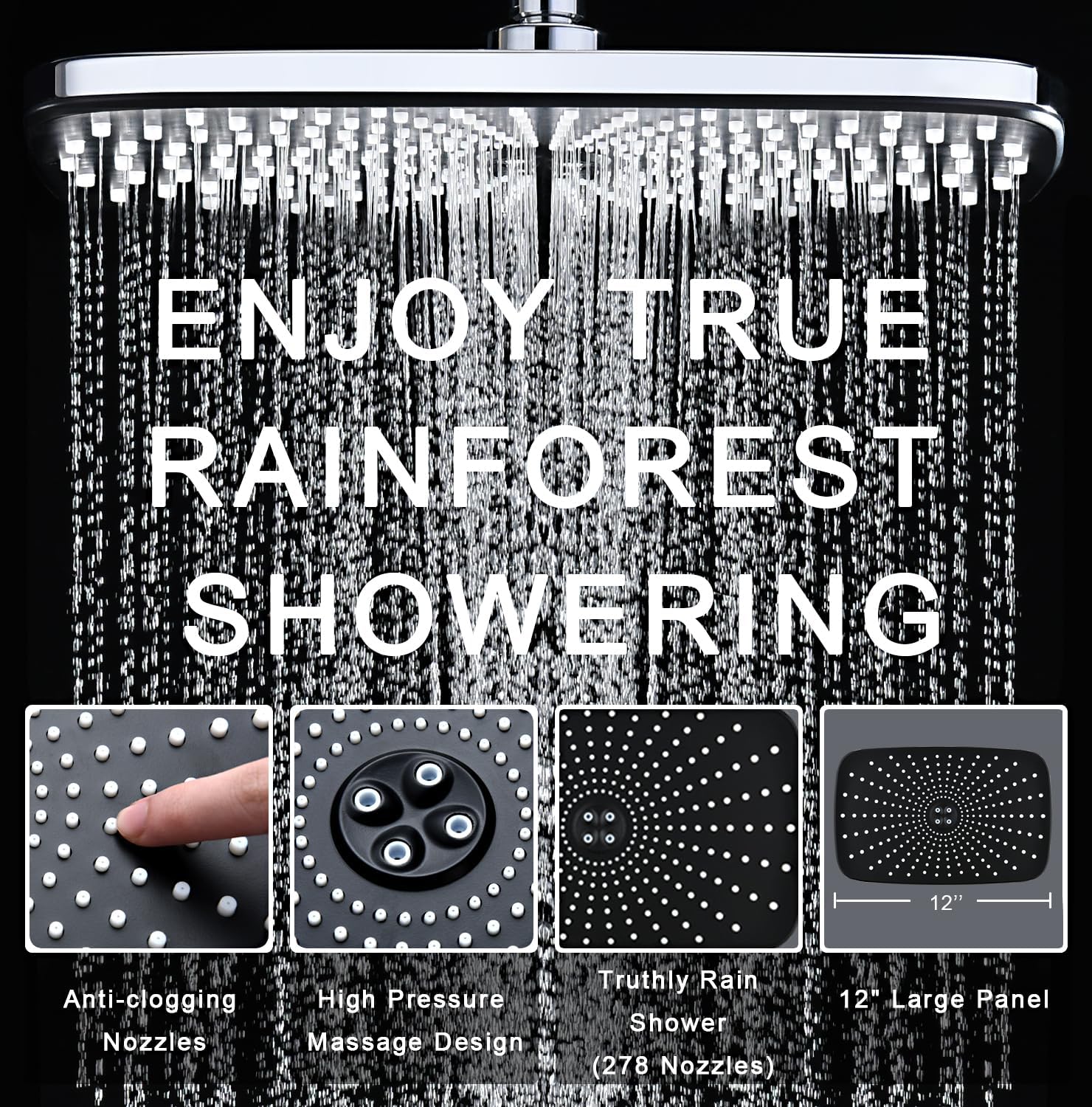 High Pressure Rain Shower Head:
