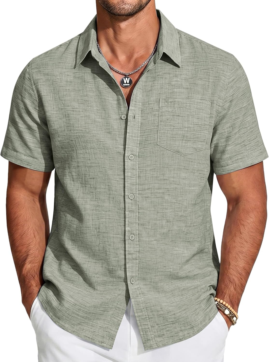 COOFANDY Mens Short Sleeve Button