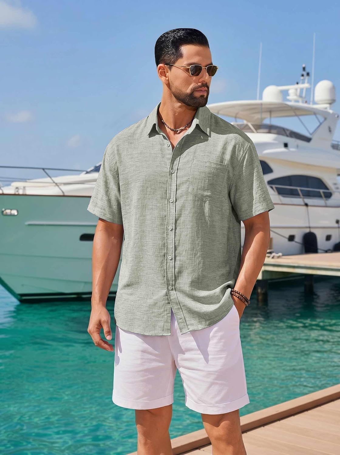 COOFANDY Mens Short Sleeve Button