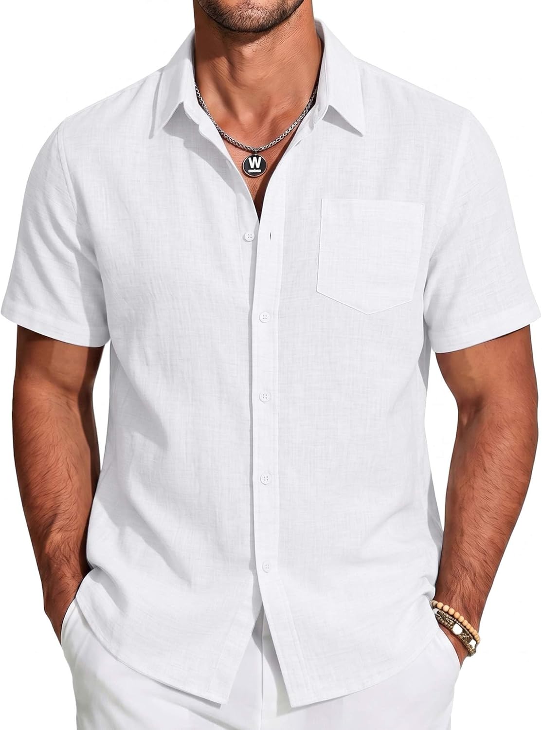COOFANDY Mens Short Sleeve Button