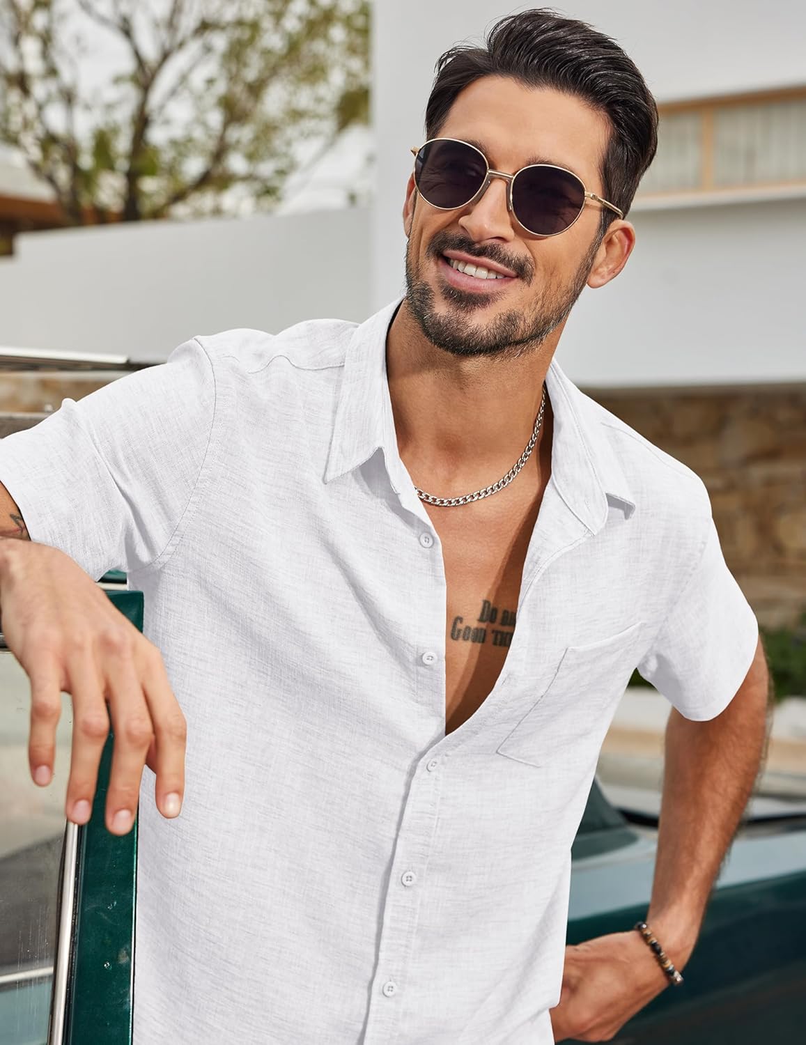COOFANDY Mens Short Sleeve Button