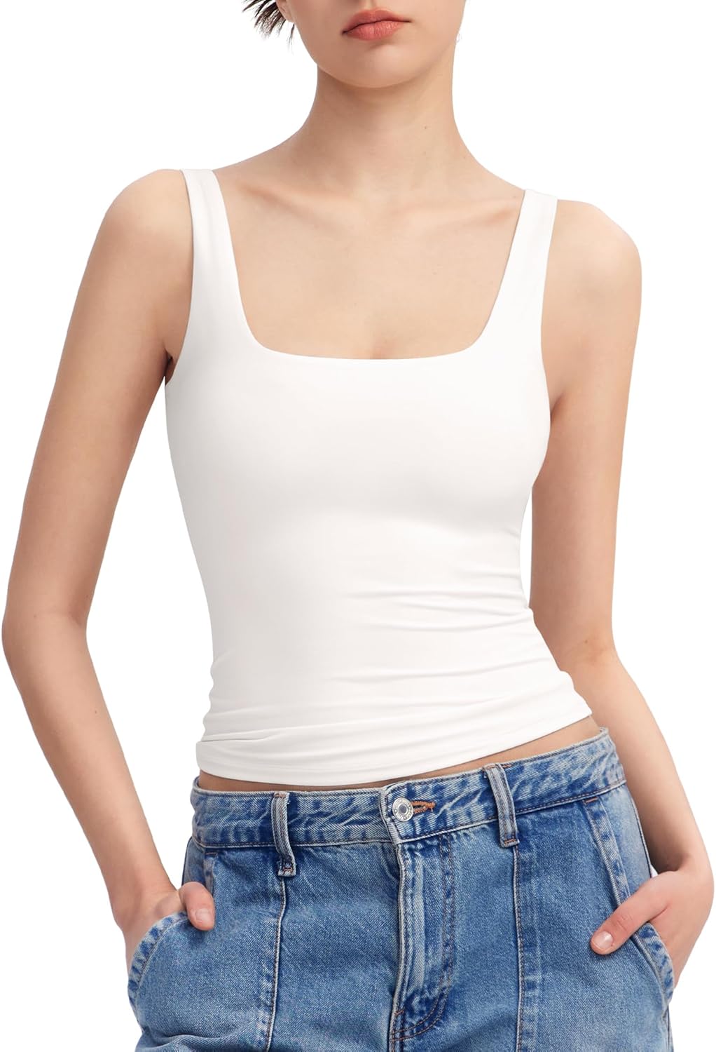 PUMIEY Women's Square Neck Tank