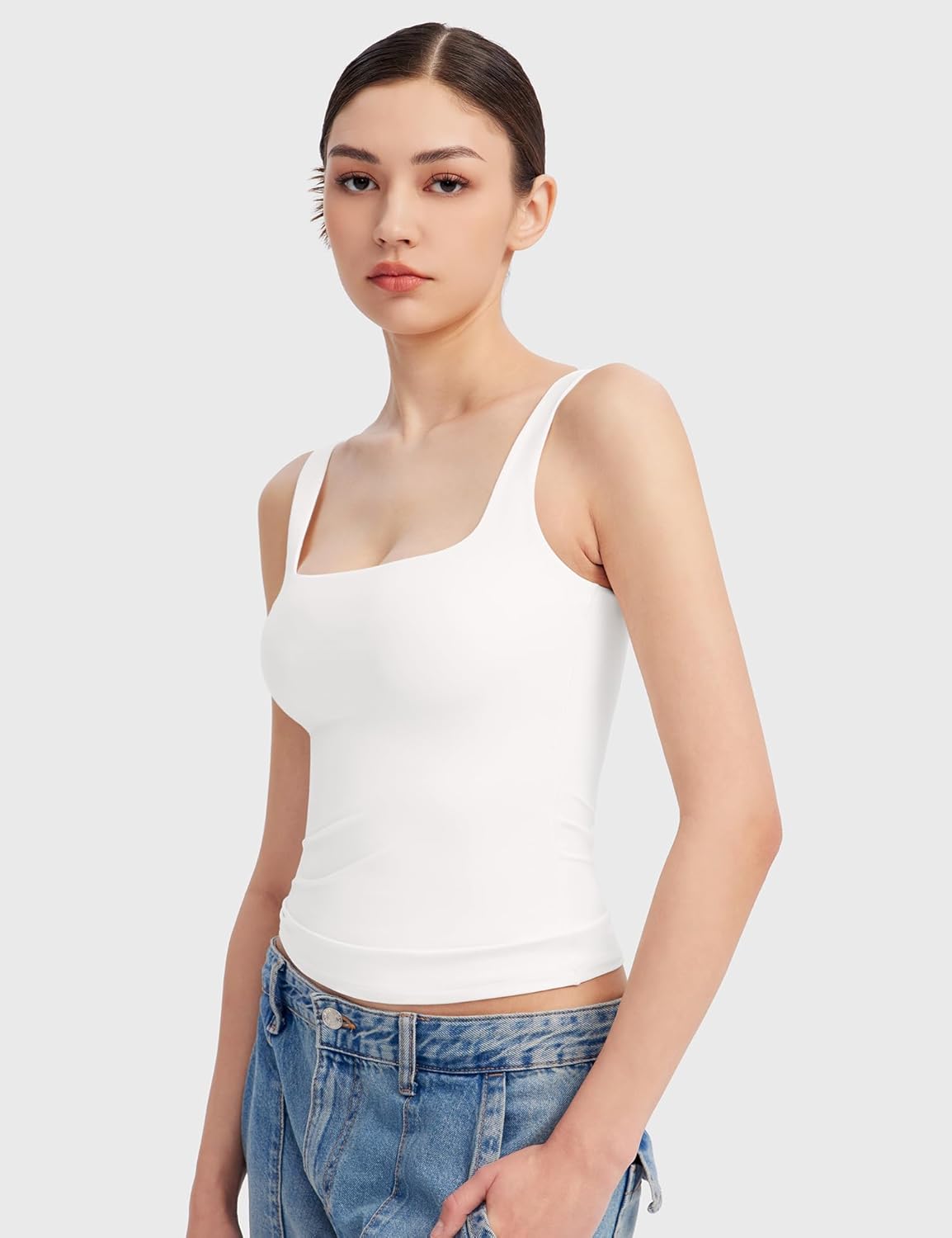 PUMIEY Women's Square Neck Tank