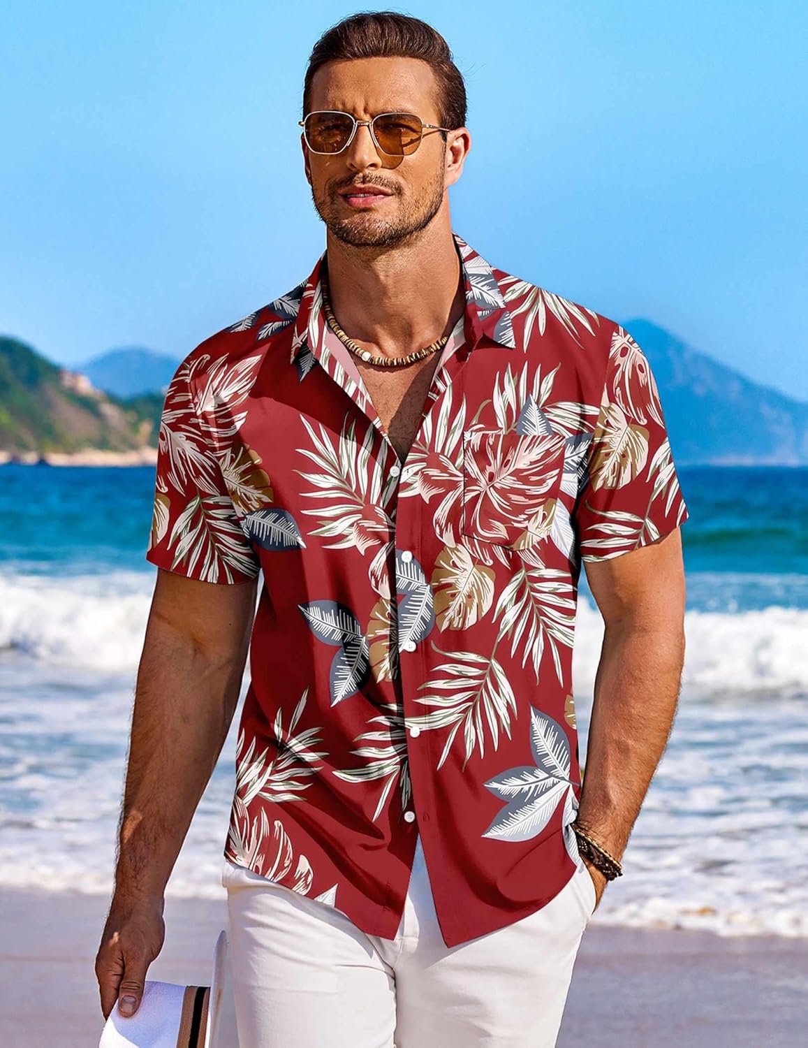 COOFANDY Men's Hawaiian Shirt Short