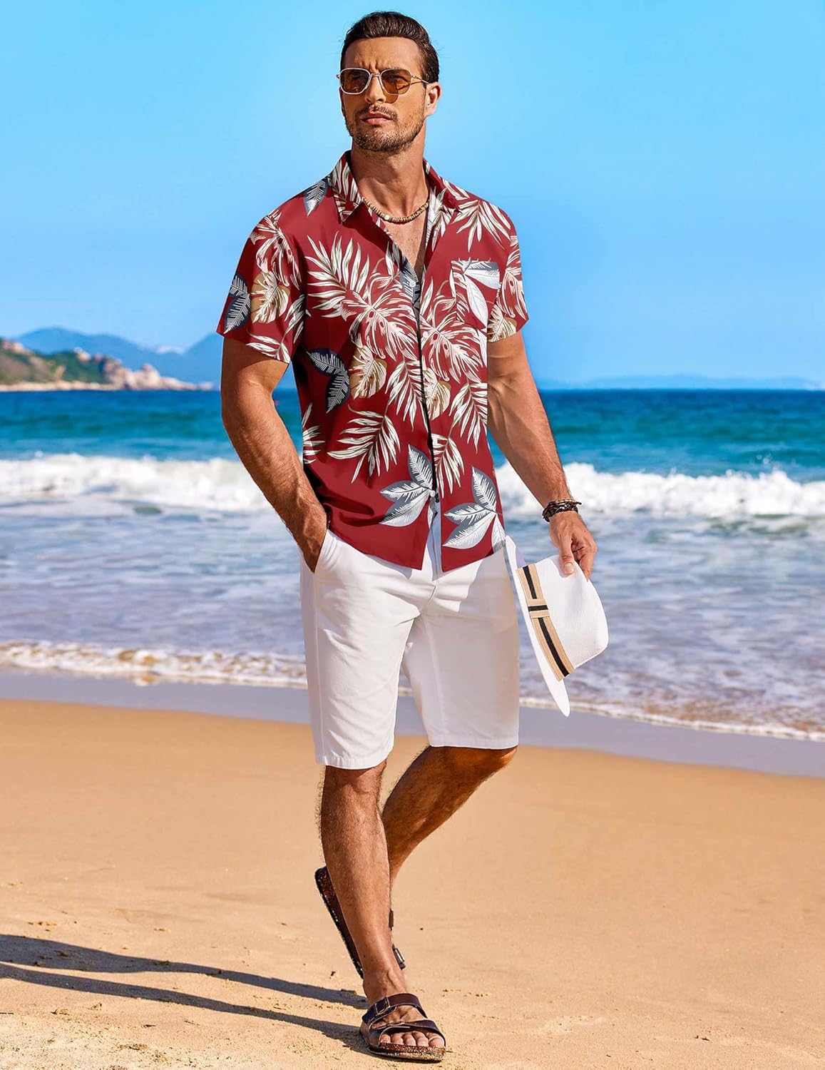 COOFANDY Men's Hawaiian Shirt Short