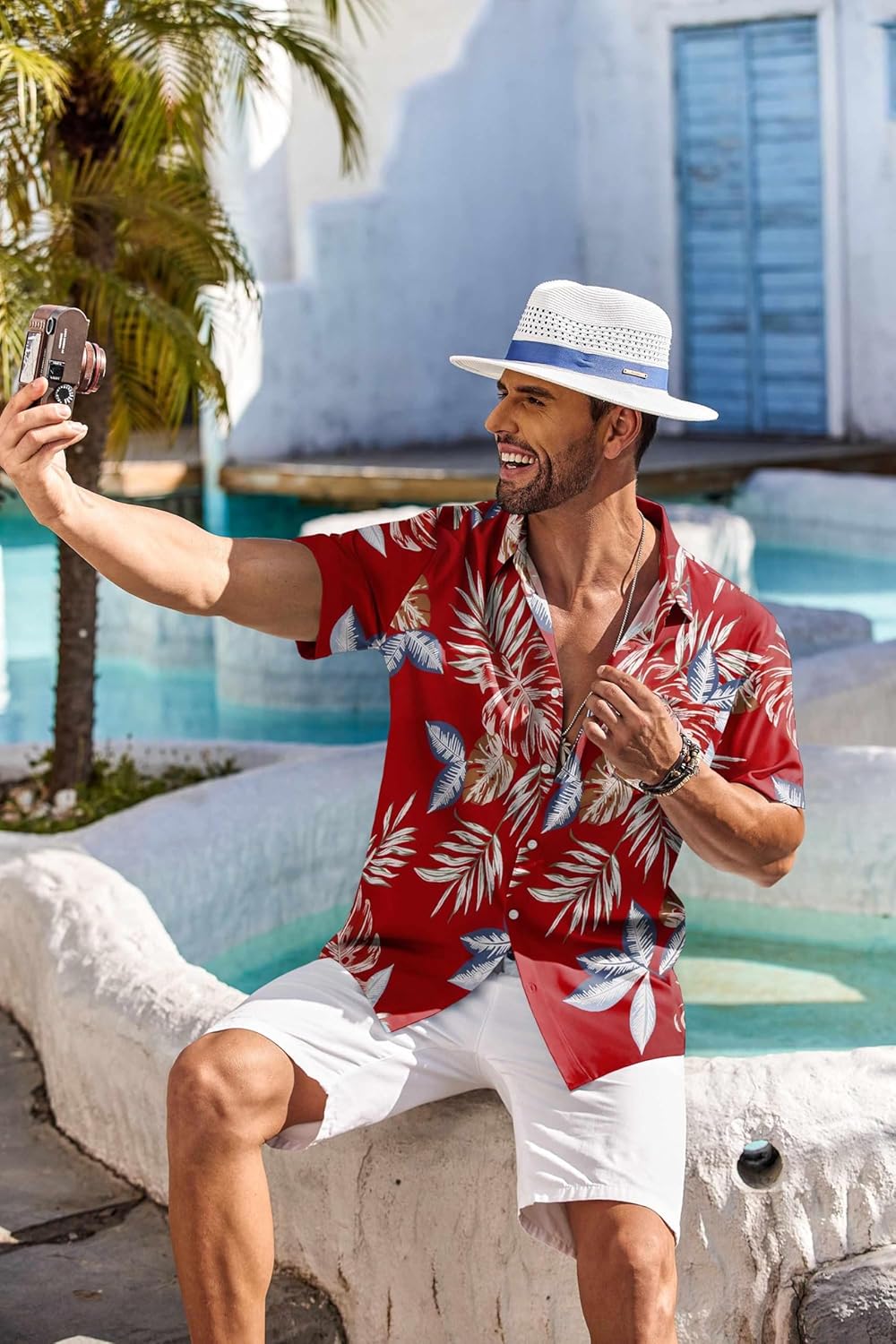 COOFANDY Men's Hawaiian Shirt Short
