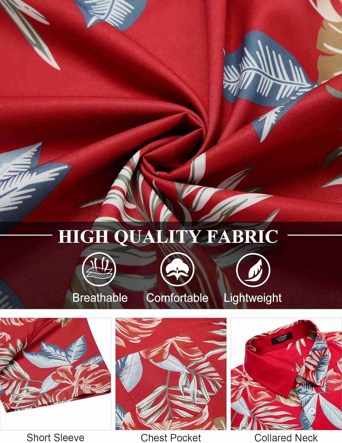 COOFANDY Men's Hawaiian Shirt Short