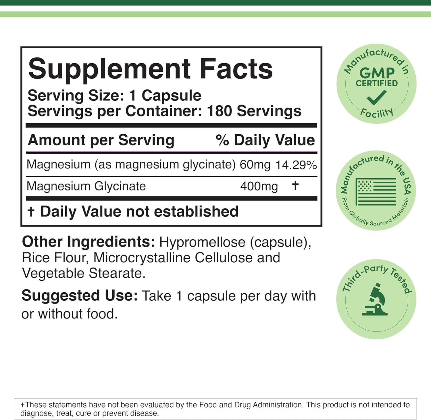 Magnesium Glycinate 400mg | 180