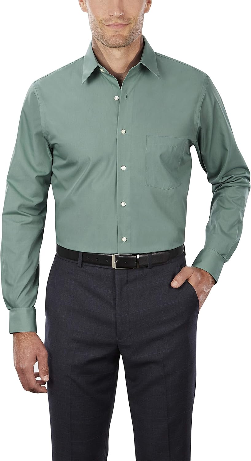 Van Heusen Mens Dress Shirt Regular Fit Poplin Solid