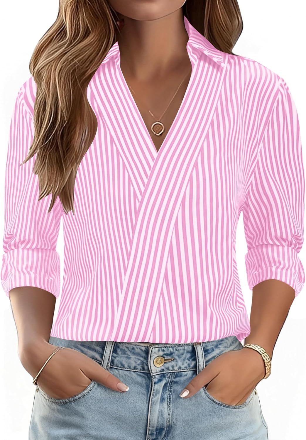 LOMON 3/4 Length Sleeve Womens