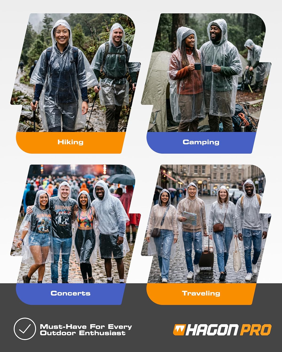 Hagon PRO Disposable Rain Ponchos for Adults (5 Pack) - Image 5