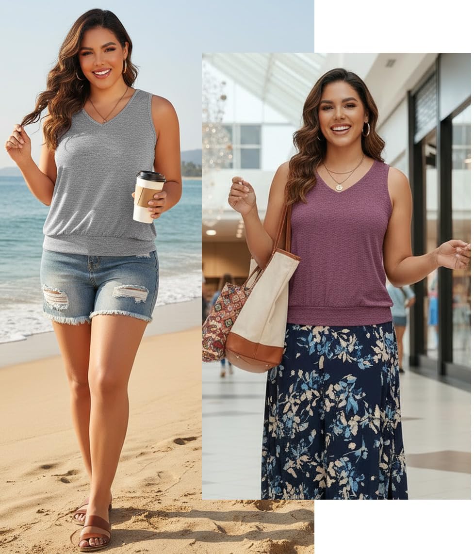 Sialois Womens Tank Casual V