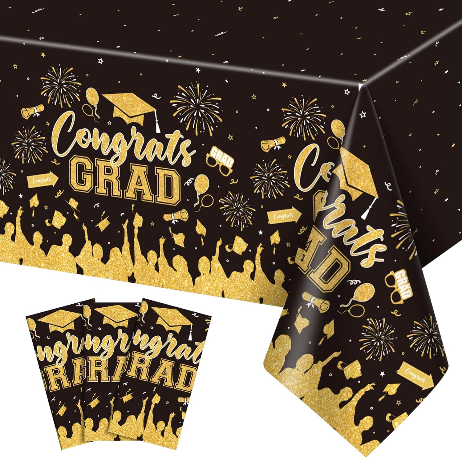 3 Pack Plastic Graduation Tablecloth