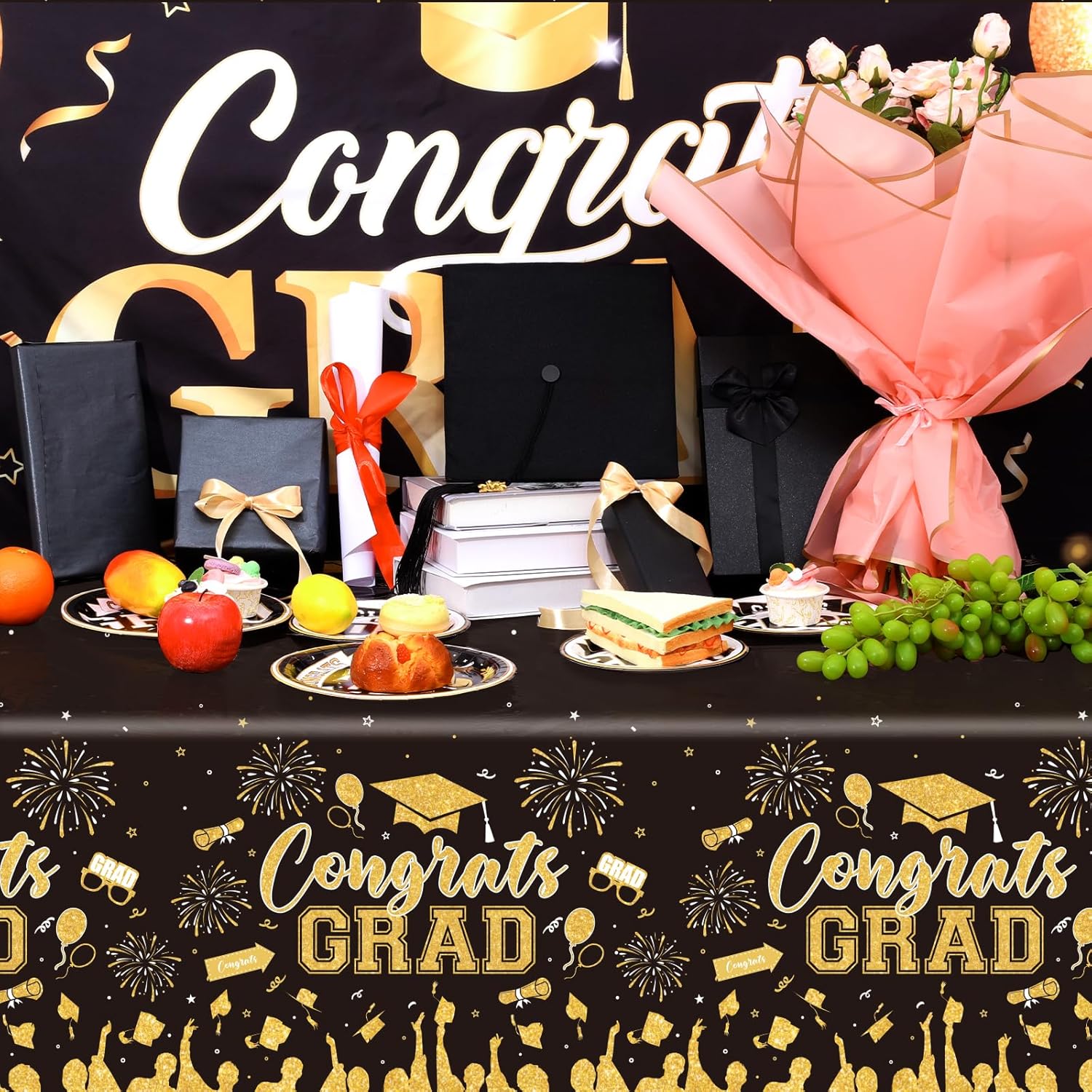 3 Pack Plastic Graduation Tablecloth