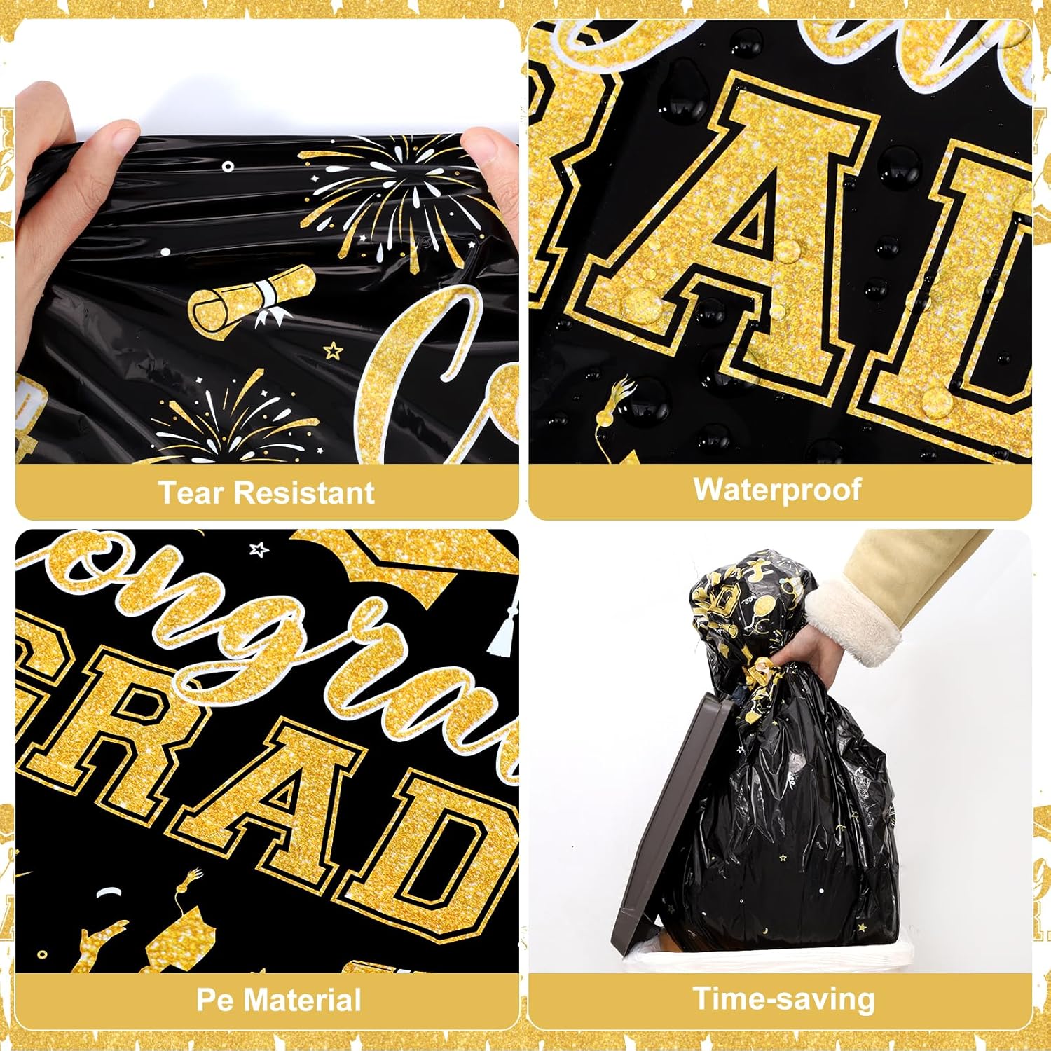 3 Pack Plastic Graduation Tablecloth