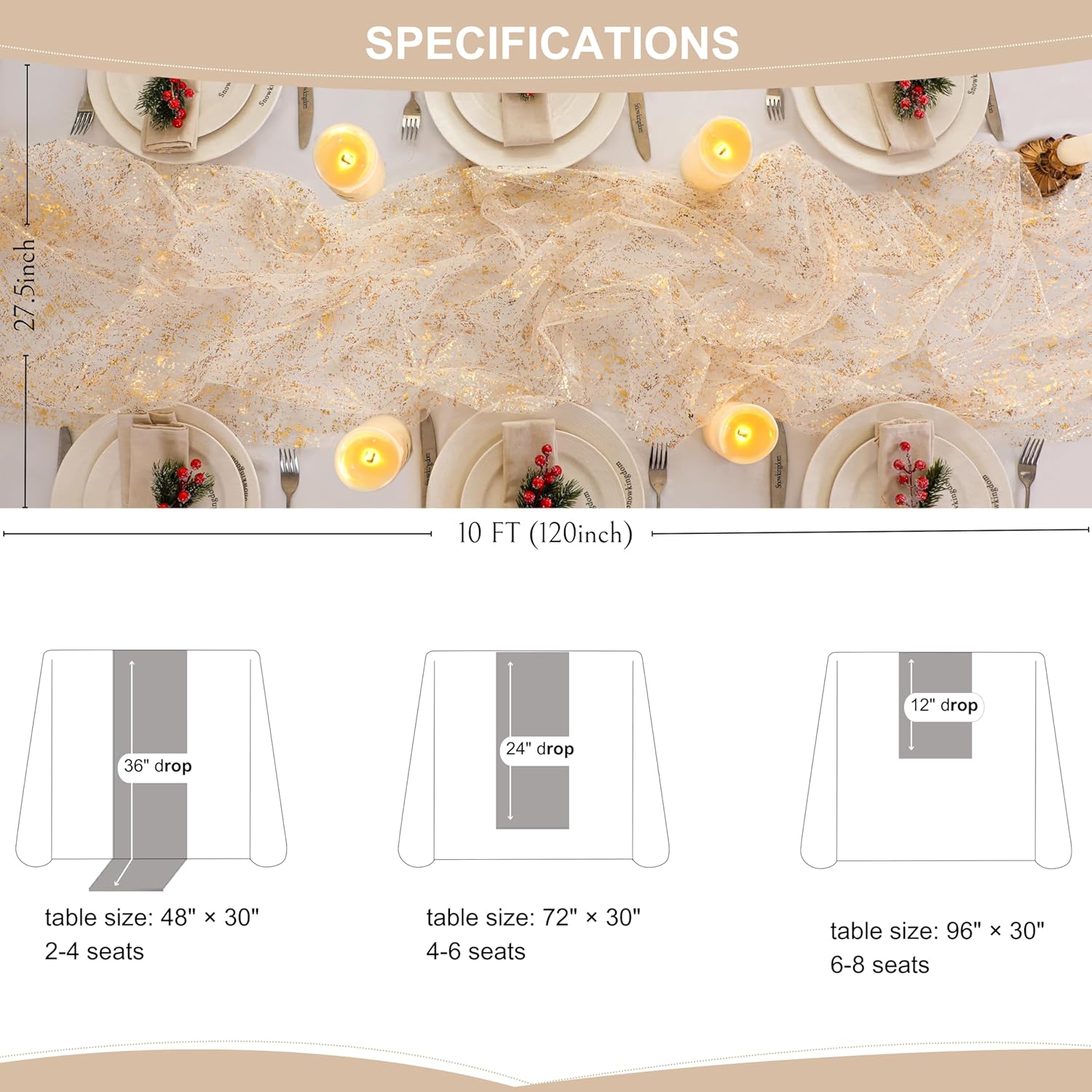 Snowkingdom 10 Ft Gold Table