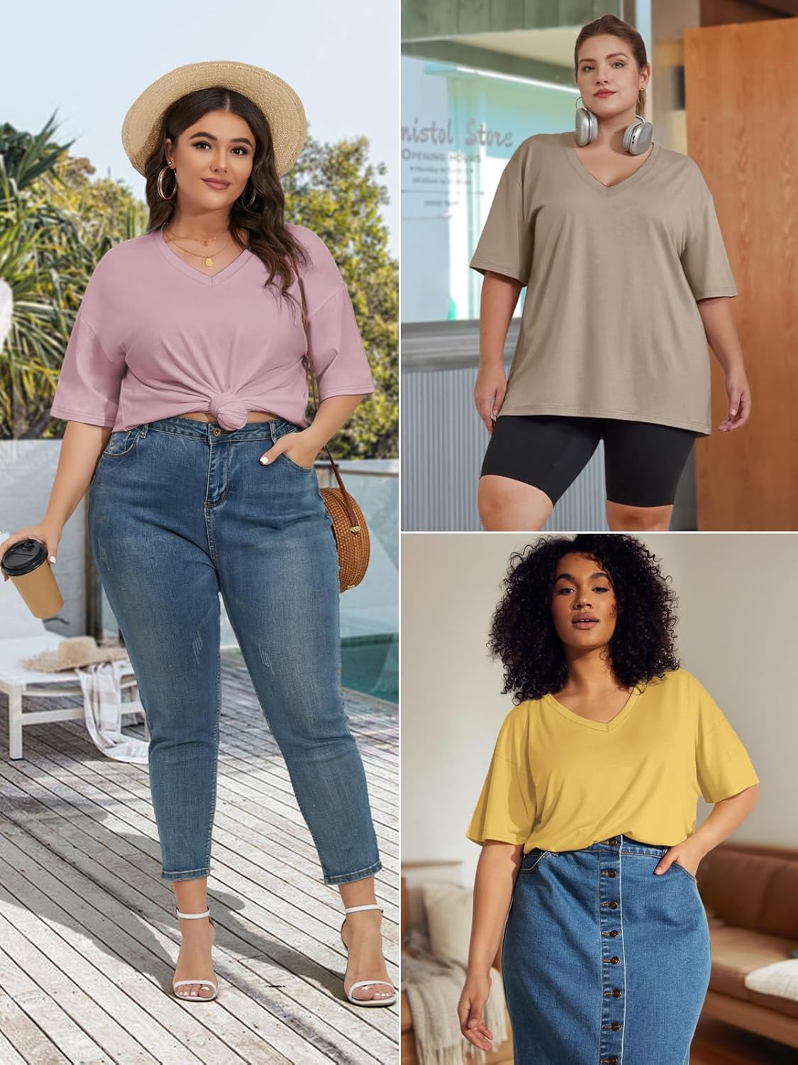 ATHMILE Womens Oversized Shirts V