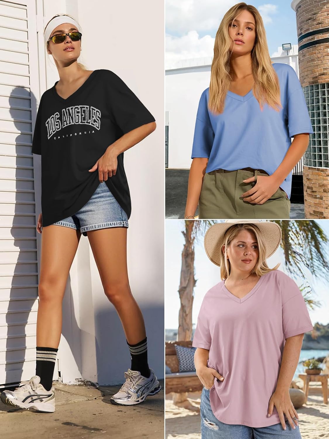 ATHMILE Womens Oversized Shirts V