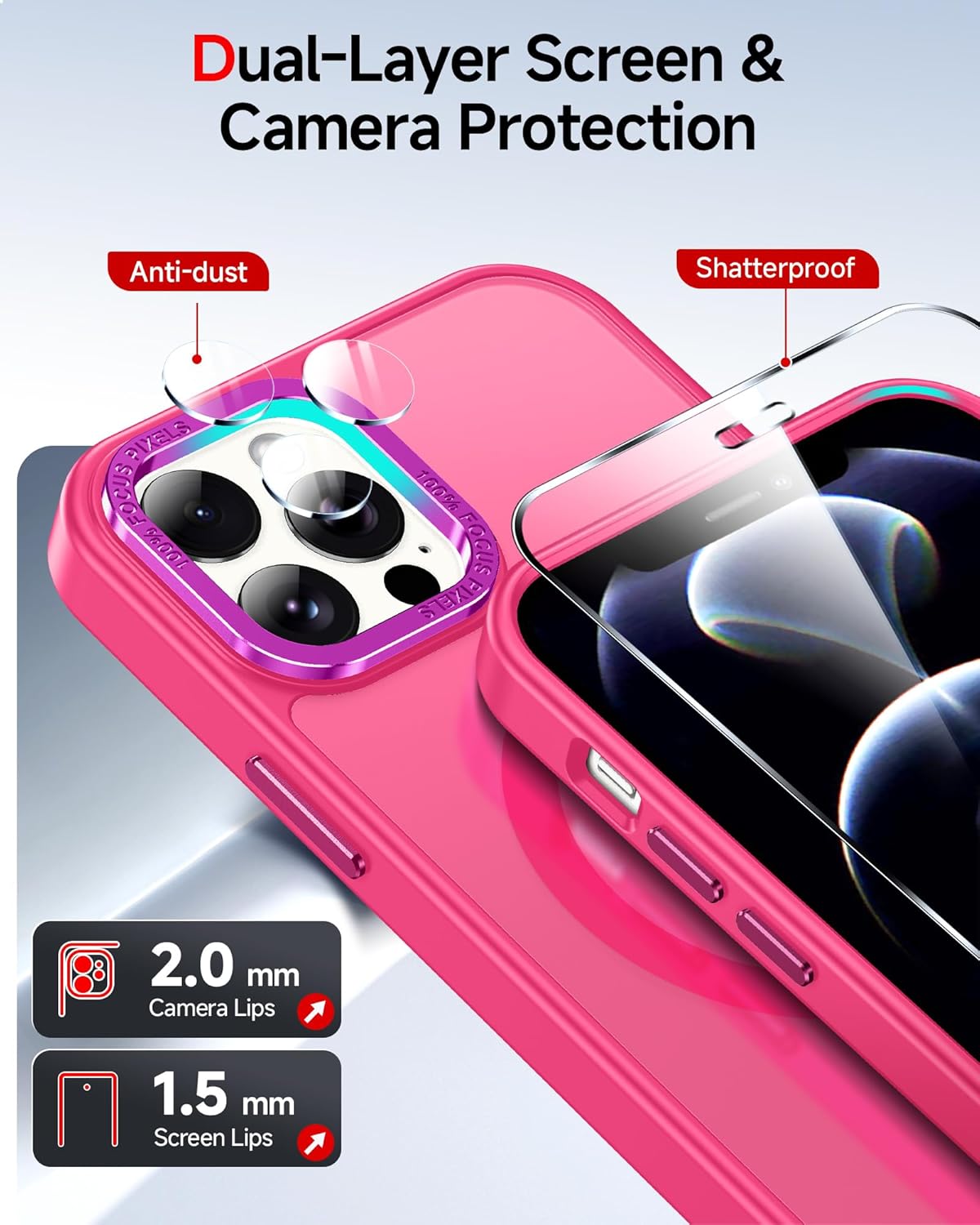LeYi for iPhone-12-Pro-Max Case Pink: