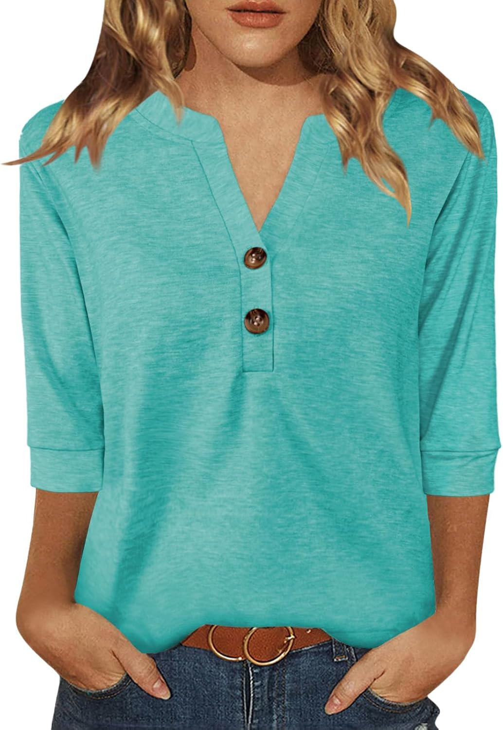Dimur Womens Tops 3/4 Sleeve