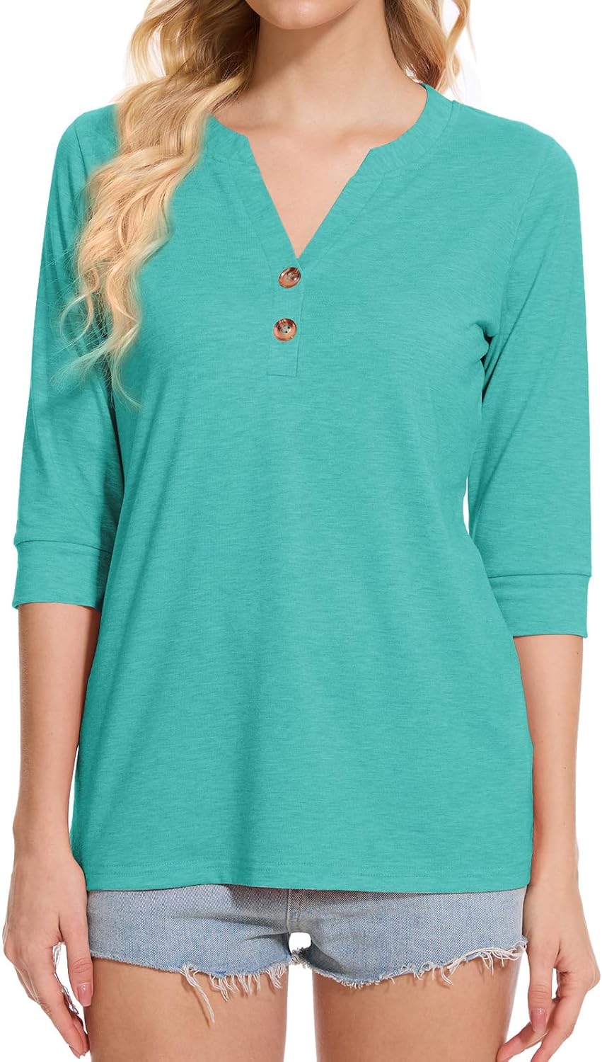 Dimur Womens Tops 3/4 Sleeve