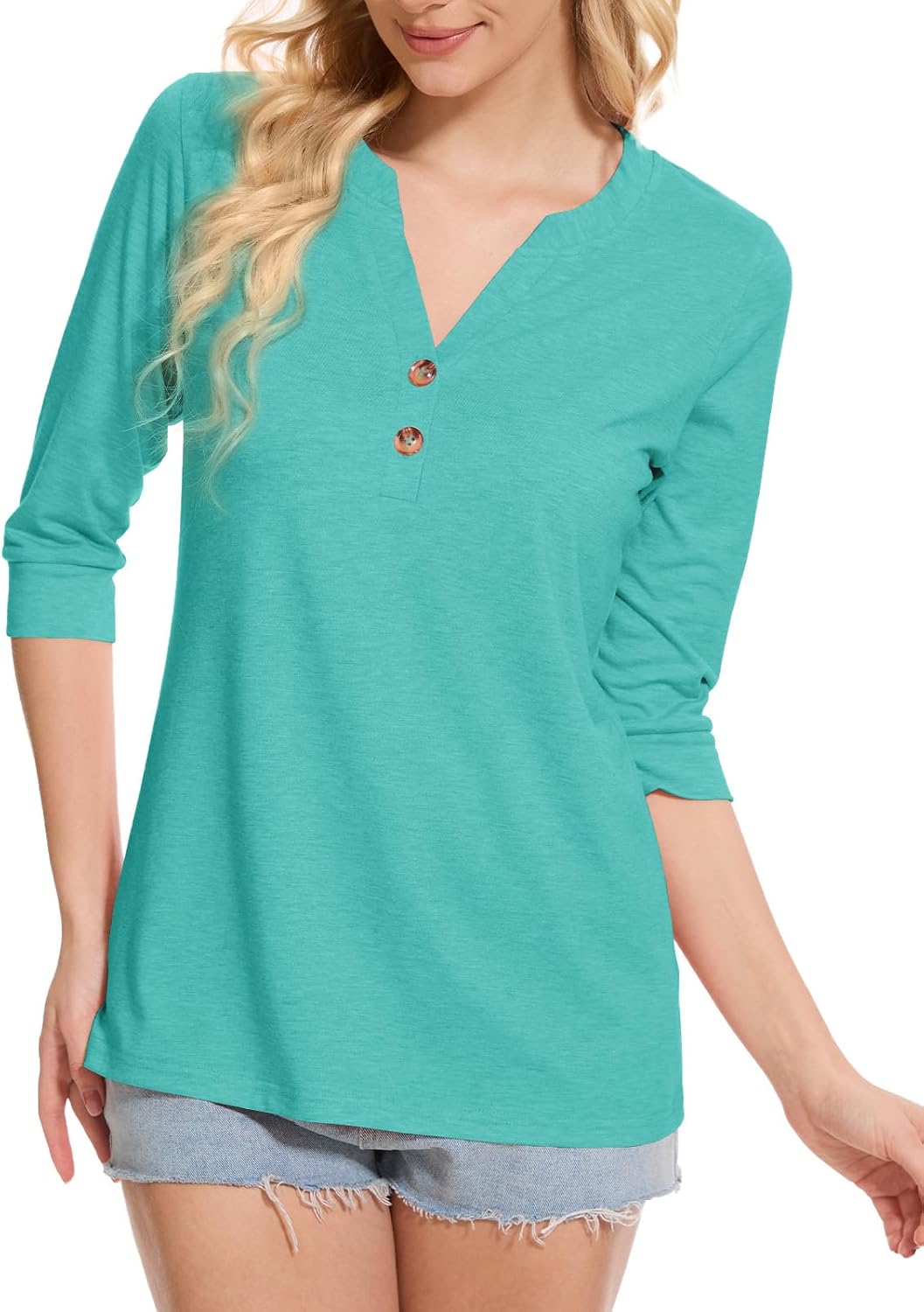 Dimur Womens Tops 3/4 Sleeve