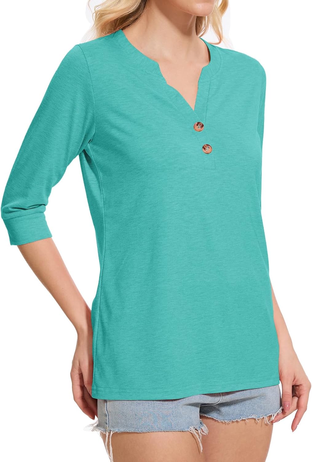 Dimur Womens Tops 3/4 Sleeve